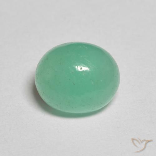 1.25ct طبيعي اخضر فاتح زمرد, بيضوي, نصف شفاف