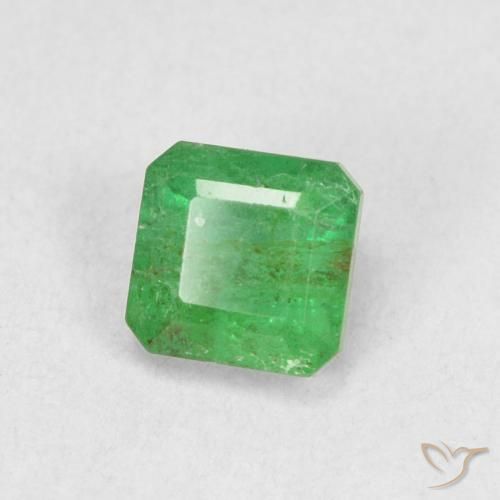 0.44ct طبيعي أخضر مصفر زمرد, قص الزمرد, SI
