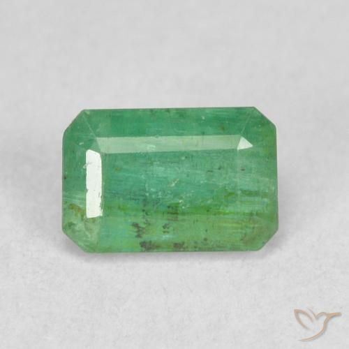 0.63ct طبيعي أخضر مصفر زمرد, قص الزمرد, SI