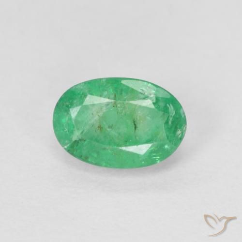 0.54ct طبيعي اخضر زاهى زمرد, بيضوي, SI