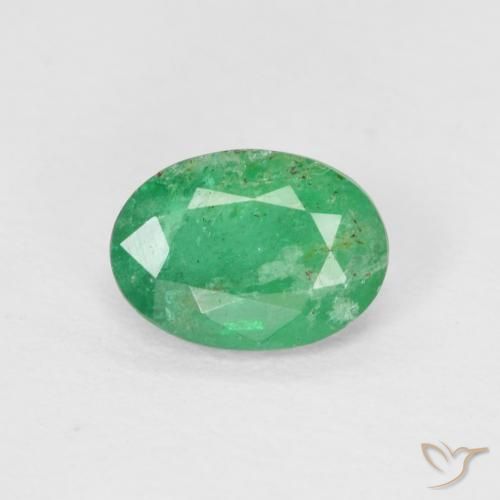 0.47ct طبيعي أخضر لامع زمرد, بيضوي, SI