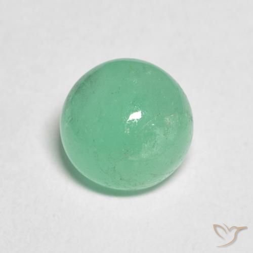 1.45ct طبيعي اخضر فاتح زمرد, دائري, نصف شفاف