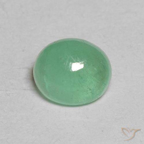 0.64ct طبيعي أخضرالنعناع زمرد, بيضوي, نصف شفاف