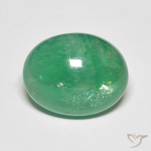 8.05ct طبيعي اخضر فاتح زمرد, بيضوي, نصف شفاف