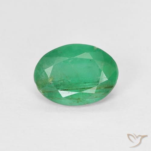 0.77ct طبيعي أخضر اليشم زمرد, بيضوي, VS-SI
