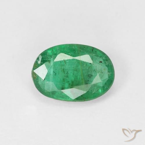 0.75ct طبيعي أخضر فاتح متوسط زمرد, بيضوي, SI