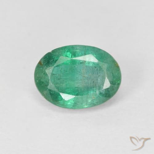 0.86ct طبيعي أخضر فاتح متوسط زمرد, بيضوي, SI