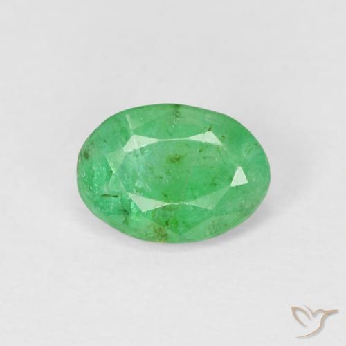 0.80ct طبيعي أخضر متوسط زمرد, بيضوي, SI
