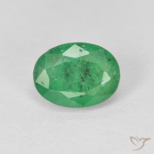 0.80ct طبيعي أخضر مصفر زمرد, بيضوي, SI