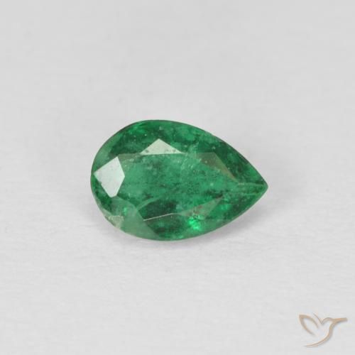 0.46ct طبيعي أخضر الغابات زمرد, شكل الكمثرى, SI