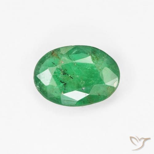 0.62ct طبيعي أخضر مصفر زمرد, بيضوي, SI