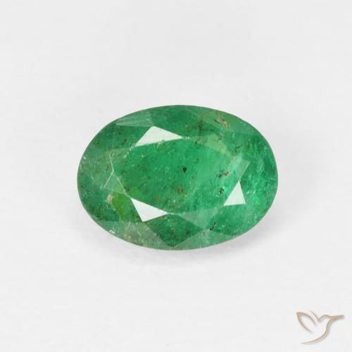 0.95ct طبيعي أخضر متوسط زمرد, بيضوي, SI