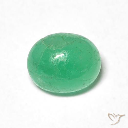 0.48ct طبيعي أخضر فستقى زمرد, بيضوي, نصف شفاف