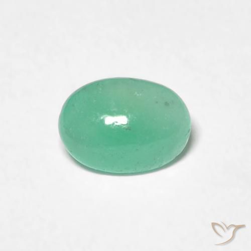 0.58ct طبيعي اخضر فاتح زمرد, بيضوي, نصف شفاف