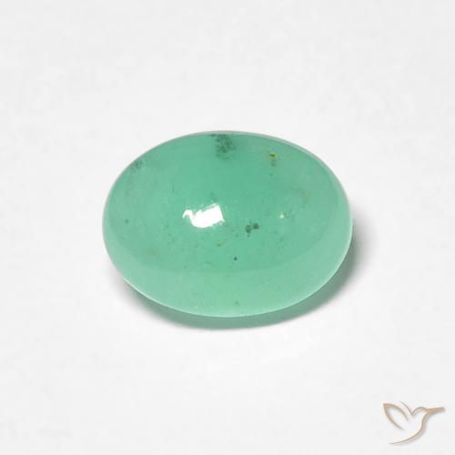 0.77ct طبيعي اخضر فاتح زمرد, بيضوي, نصف شفاف