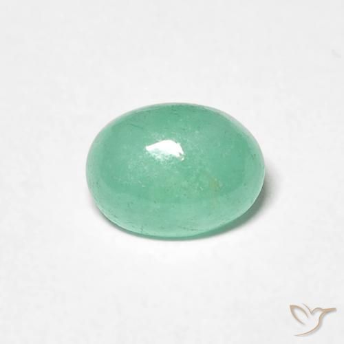 0.71ct طبيعي اخضر فاتح زمرد, بيضوي, نصف شفاف