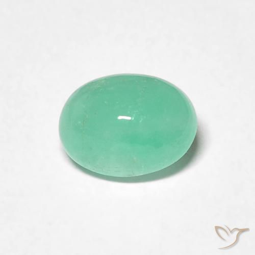 0.74ct طبيعي اخضر زاهى زمرد, بيضوي, نصف شفاف
