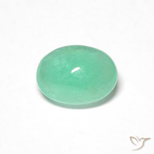 0.45ct طبيعي أخضر متوسط زمرد, بيضوي, نصف شفاف