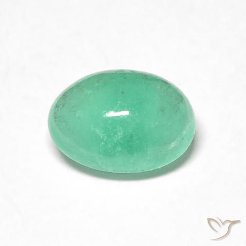 0.61ct طبيعي أخضرالنعناع زمرد, بيضوي, نصف شفاف