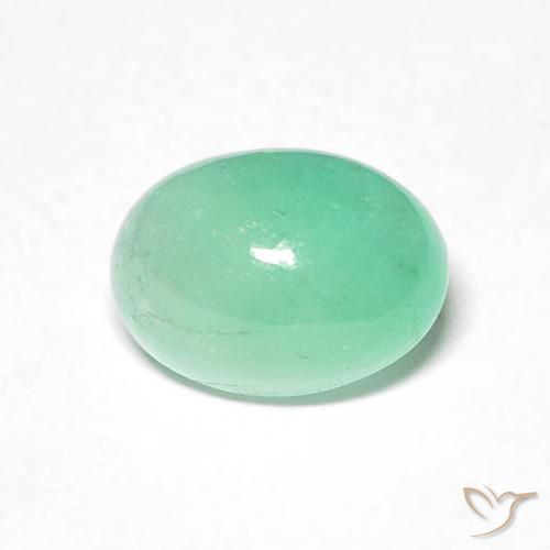 0.83ct طبيعي اخضر فاتح زمرد, بيضوي, نصف شفاف