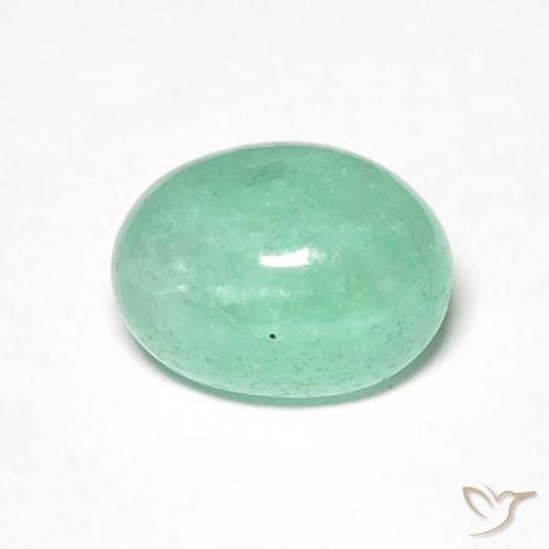 0.90ct طبيعي اخضر فاتح زمرد, بيضوي, نصف شفاف