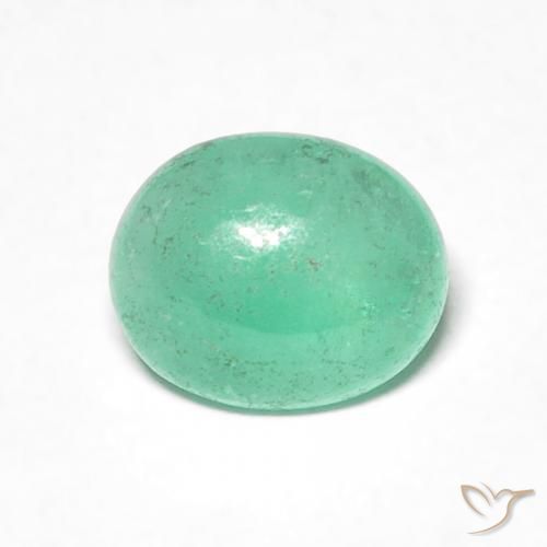 0.88ct طبيعي اخضر زاهى زمرد, بيضوي, نصف شفاف