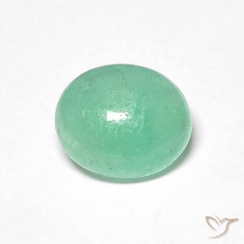 0.71ct طبيعي أخضرالنعناع زمرد, بيضوي, نصف شفاف