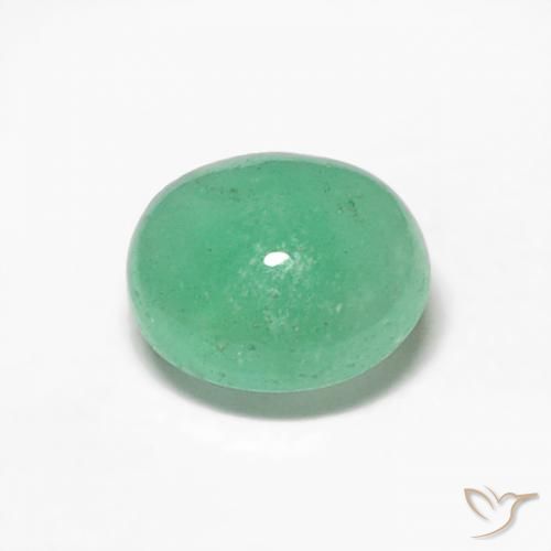 0.35ct طبيعي اخضر زاهى زمرد, بيضوي, نصف شفاف