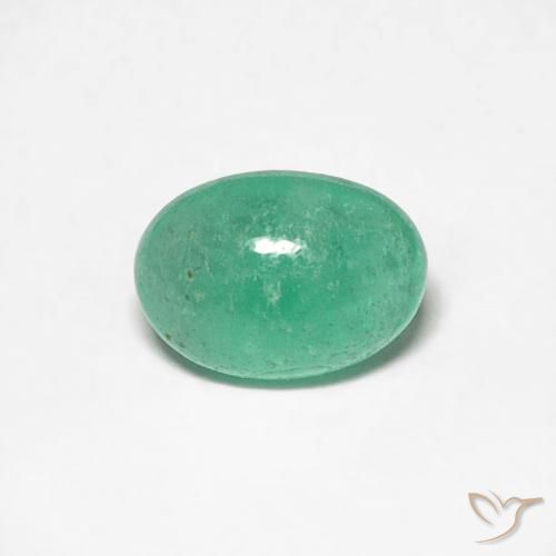 0.46ct طبيعي اخضر زاهى زمرد, بيضوي, نصف شفاف