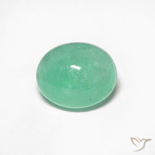 0.44ct طبيعي اخضر فاتح زمرد, بيضوي, نصف شفاف