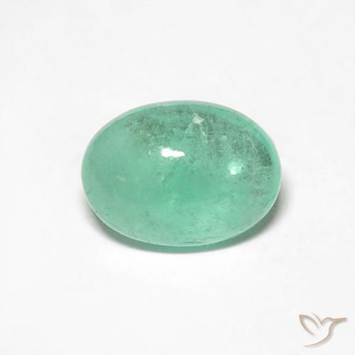 0.55ct طبيعي أخضر فستقى زمرد, بيضوي, نصف شفاف