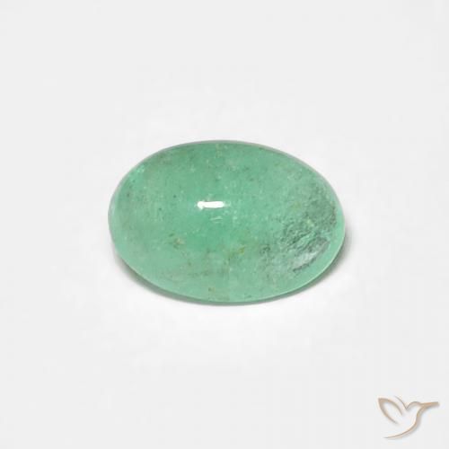 0.39ct طبيعي اخضر زاهى زمرد, بيضوي, نصف شفاف