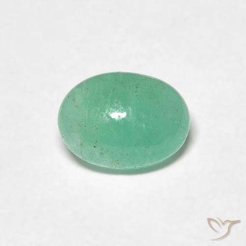 0.79ct طبيعي اخضر زاهى زمرد, بيضوي, نصف شفاف