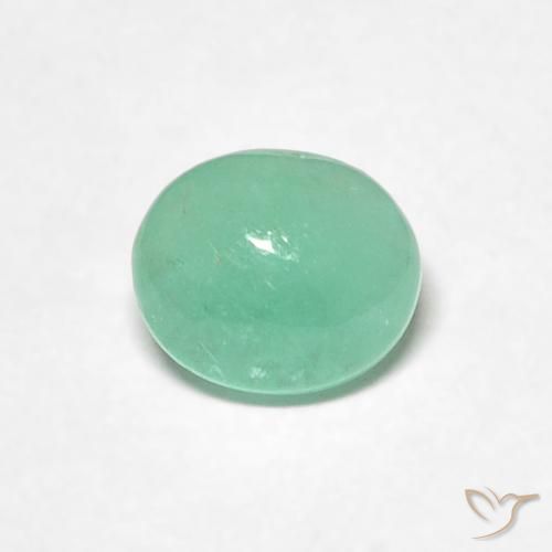 0.53ct طبيعي اخضر فاتح زمرد, بيضوي, نصف شفاف