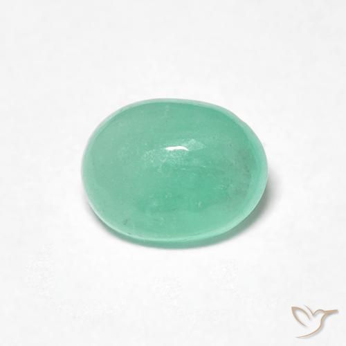 0.71ct طبيعي اخضر فاتح زمرد, بيضوي, نصف شفاف