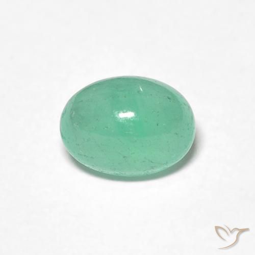 0.80ct طبيعي اخضر زاهى زمرد, بيضوي, نصف شفاف