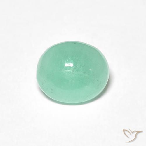 0.89ct طبيعي اخضر زاهى زمرد, بيضوي, نصف شفاف