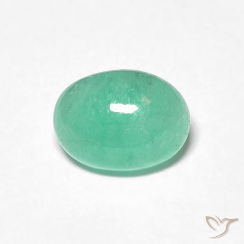 0.98ct طبيعي أخضر أزرق زمرد, بيضوي, نصف شفاف