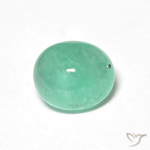 0.88ct طبيعي اخضر زاهى زمرد, بيضوي, نصف شفاف