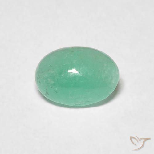 0.49ct طبيعي أخضر متوسط زمرد, بيضوي, نصف شفاف