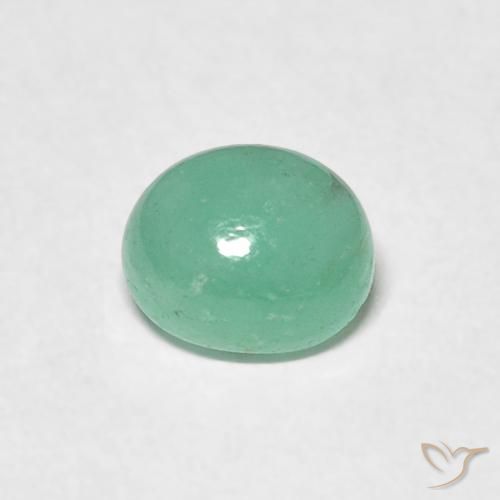 0.55ct طبيعي أخضر متوسط زمرد, بيضوي, نصف شفاف