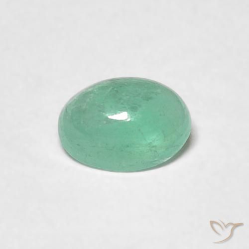 0.48ct طبيعي أخضر سرخسى زمرد, بيضوي, نصف شفاف