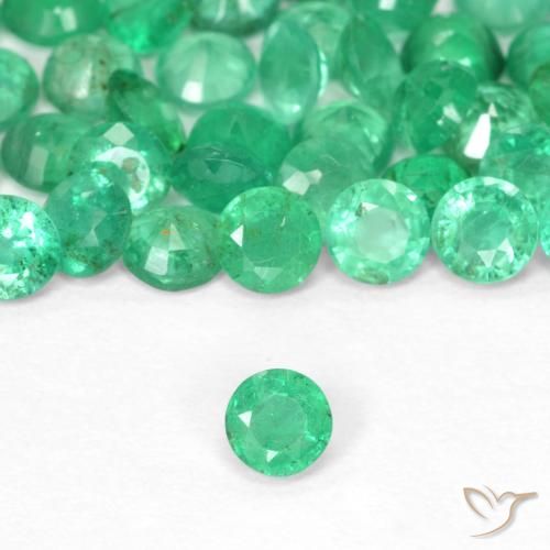 0.12ct طبيعي أخضر لامع زمرد, دائري, SI