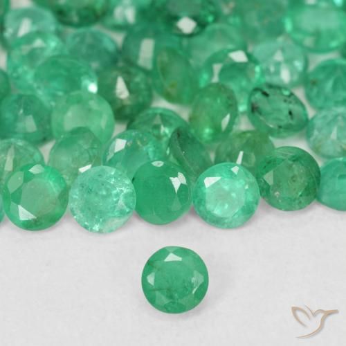 0.14ct طبيعي اخضر زاهى زمرد, دائري, SI