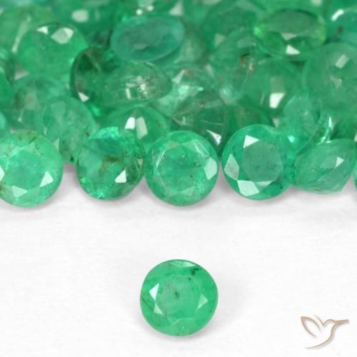 0.17ct طبيعي أخضر لامع زمرد, دائري, SI