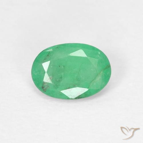 0.38ct طبيعي أخضر اليشم زمرد, بيضوي, SI