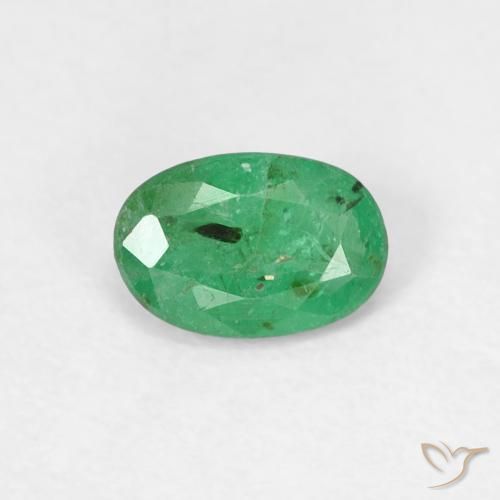 0.45ct طبيعي أخضر فاتح متوسط زمرد, بيضوي, SI