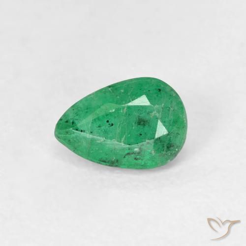 0.45ct طبيعي أخضر فاتح متوسط زمرد, شكل الكمثرى, SI