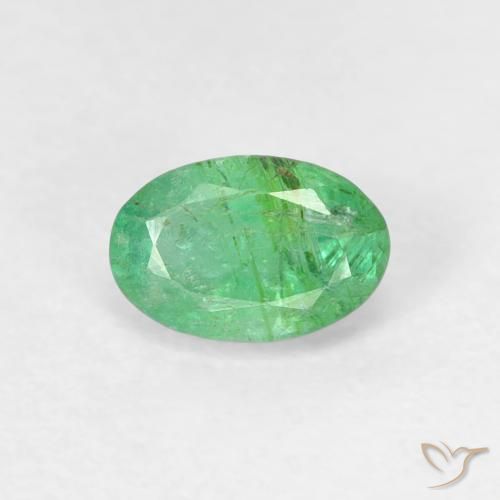 0.50ct طبيعي أخضر النفل فاتح زمرد, بيضوي, SI