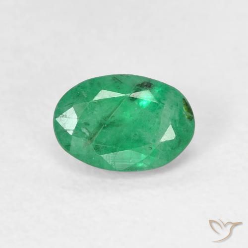 0.49ct طبيعي اخضر فاتح زمرد, بيضوي, SI